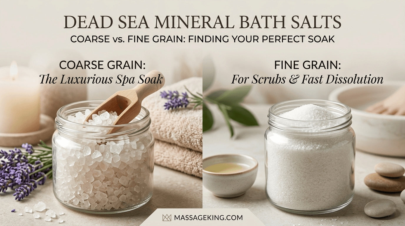 Dead Sea Mineral Bath Salts - Coarse vs Fine Grain. Finding Your Perfect Soak.