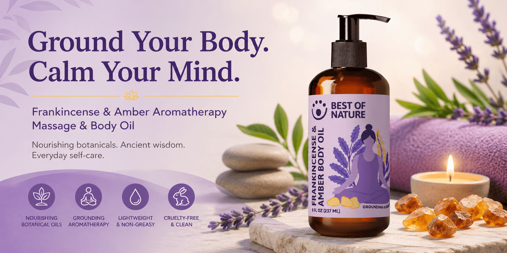 Best of Nature - 100% Pure & Natural Frankincense & Amber Massage & Body Oil