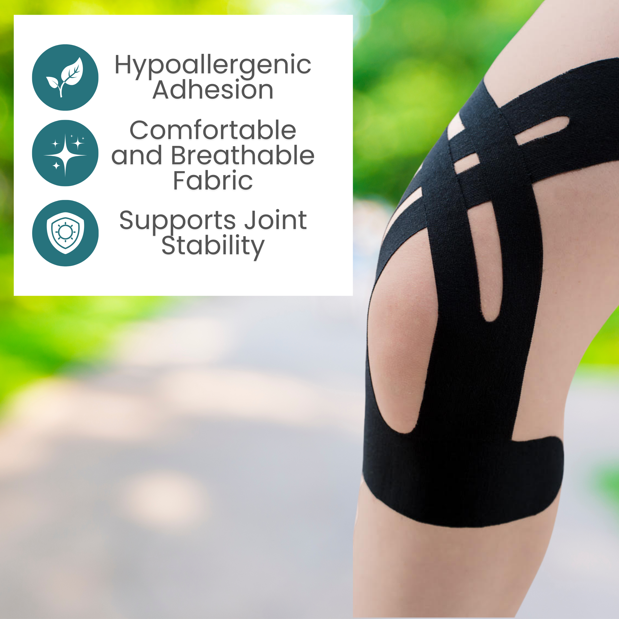 Tape N Go Precut Kinesiology Tape for Knee Support, 12 Pack - Massage King