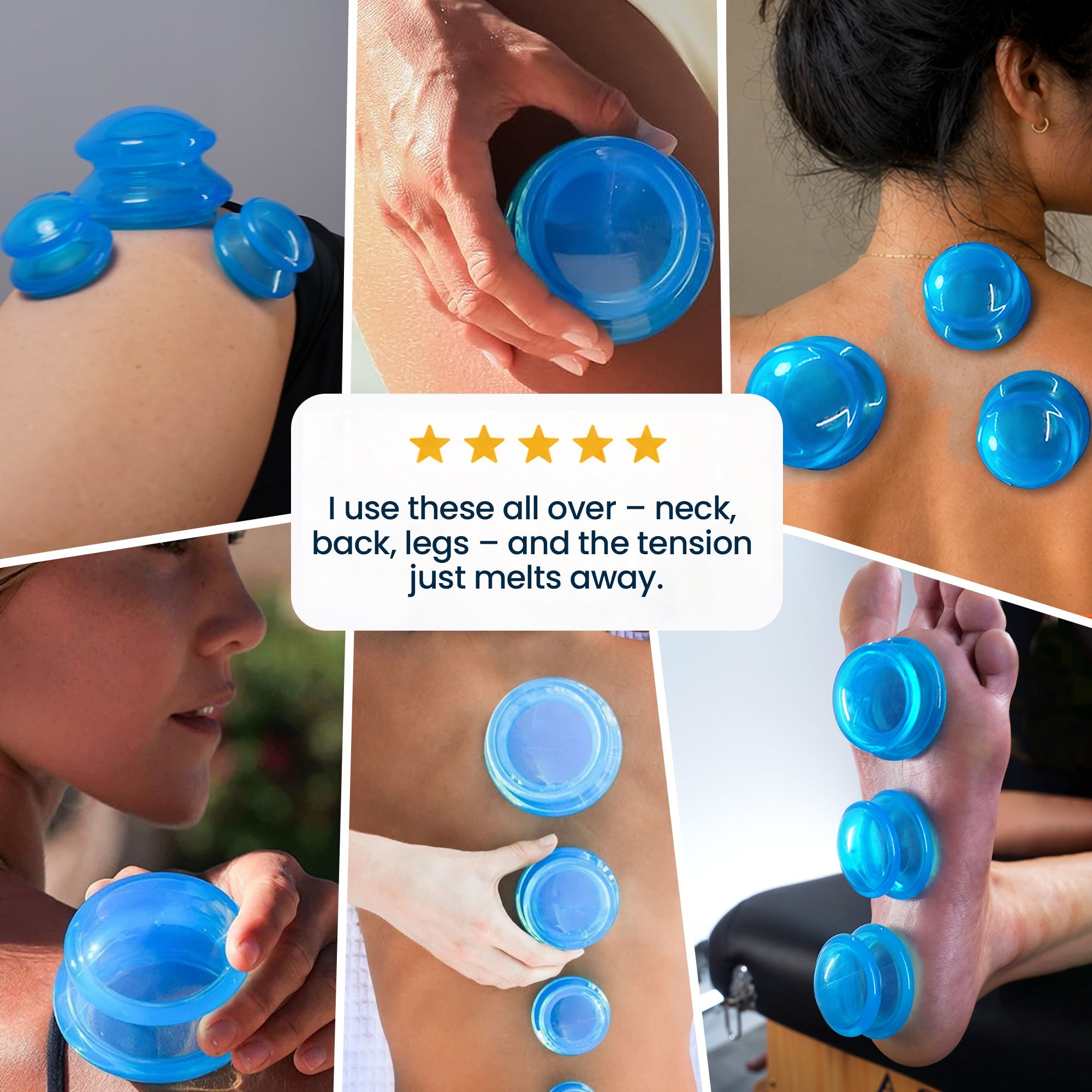 EDGE Silicone Cupping Therapy Massage Set Blue, 4 Cups