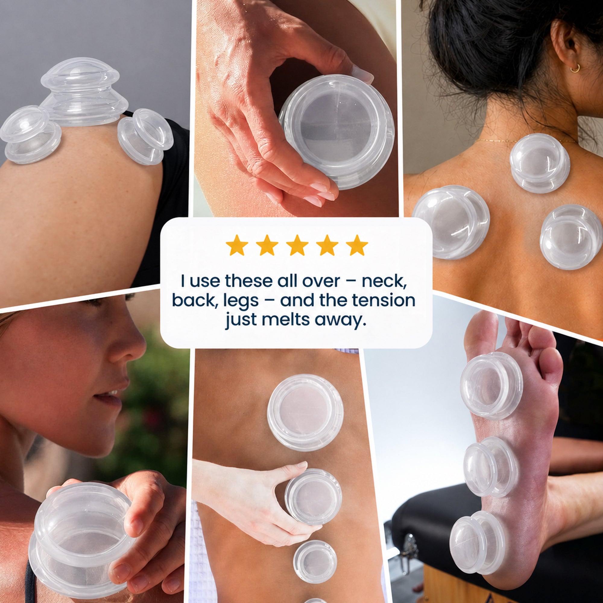 EDGE Silicone Cupping Therapy Massage Set Blue, 4 Cups