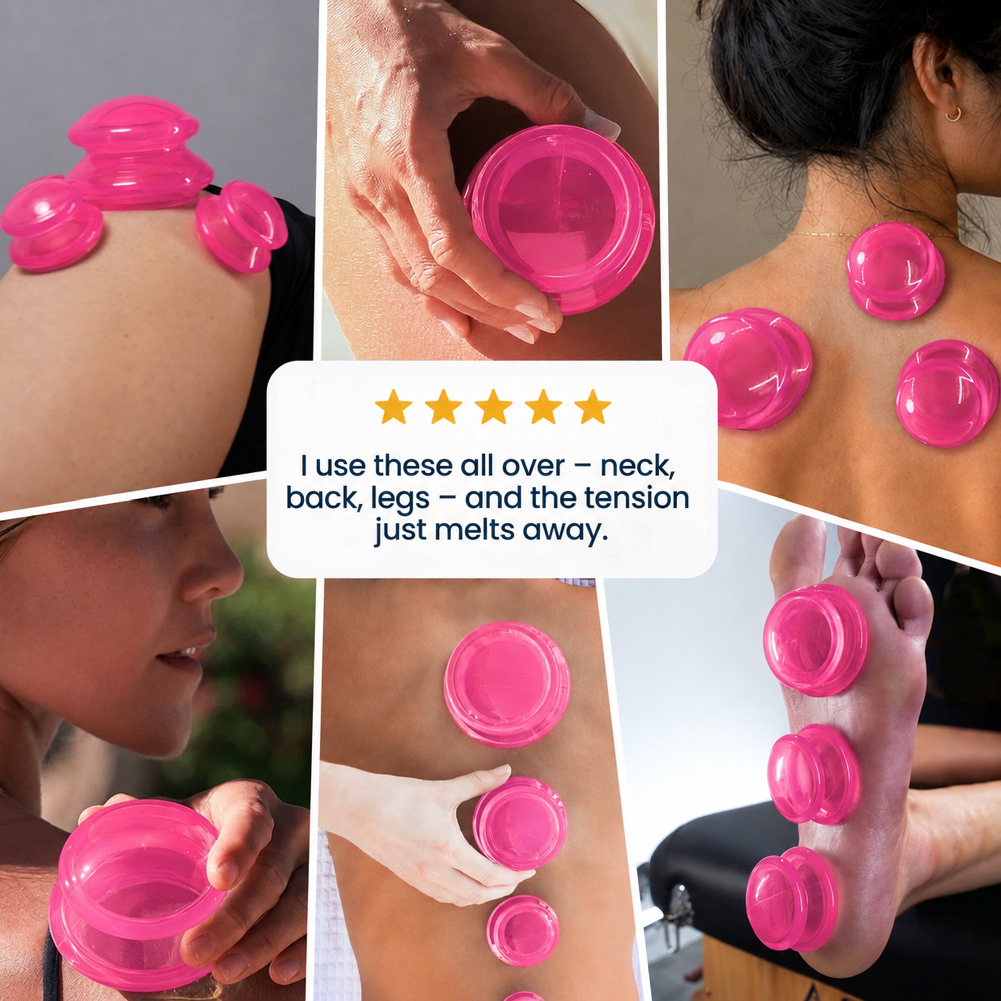 EDGE Silicone Cupping Therapy Massage Set Blue, 4 Cups