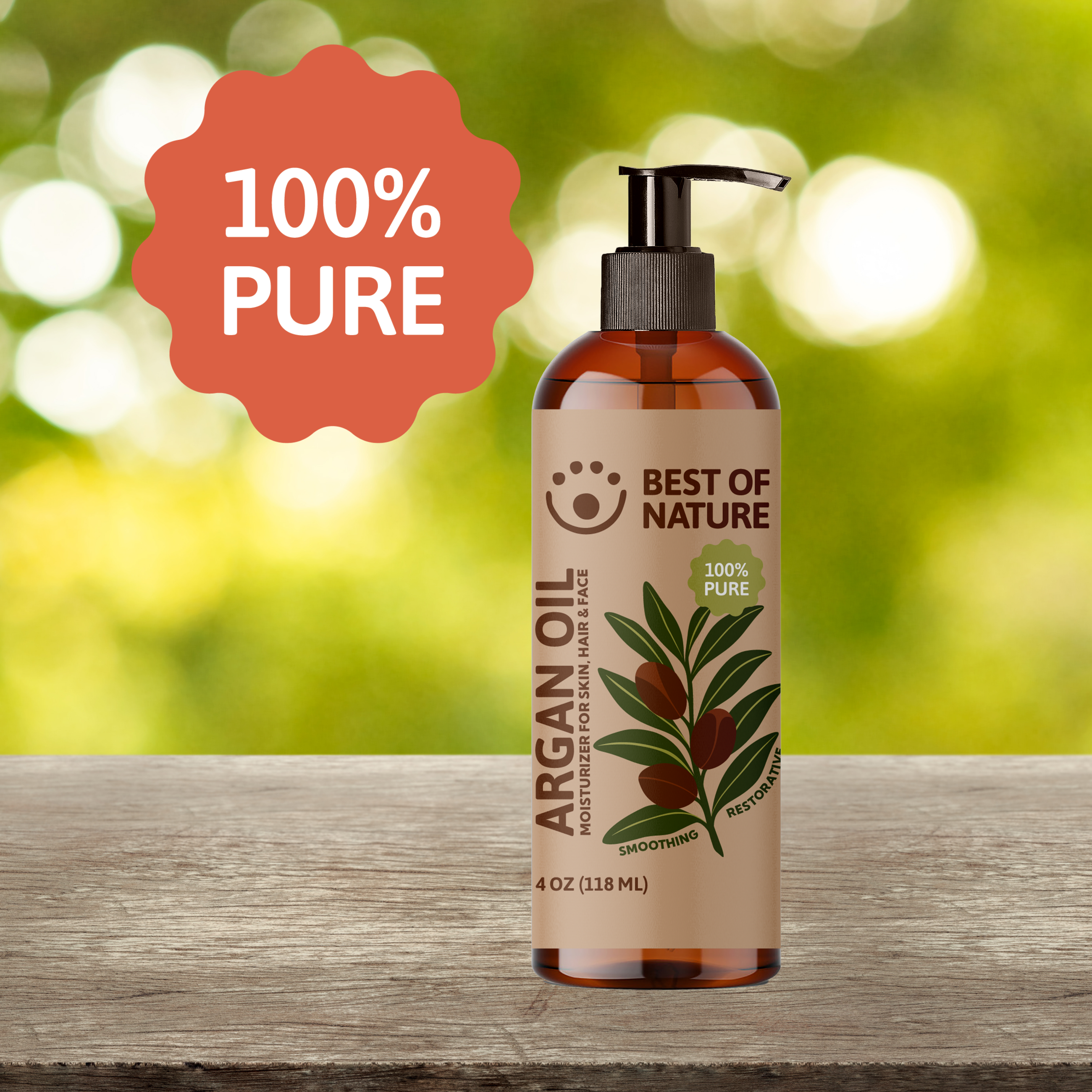 Best of Nature Organic Argan Massage & Body Oil (Moroccan) - 100% Pure