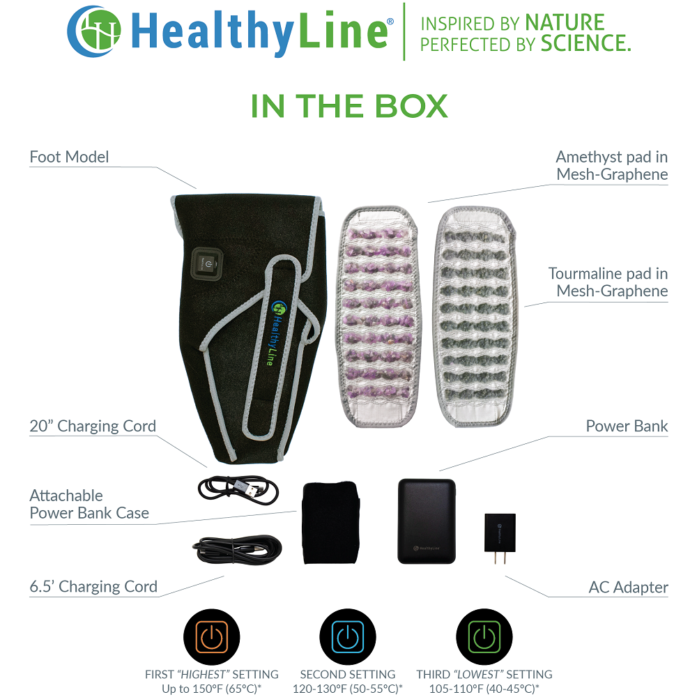 HealthyLine Portable Heated Gemstone Pad | Foot Model with Power Bank InfraMat Pro