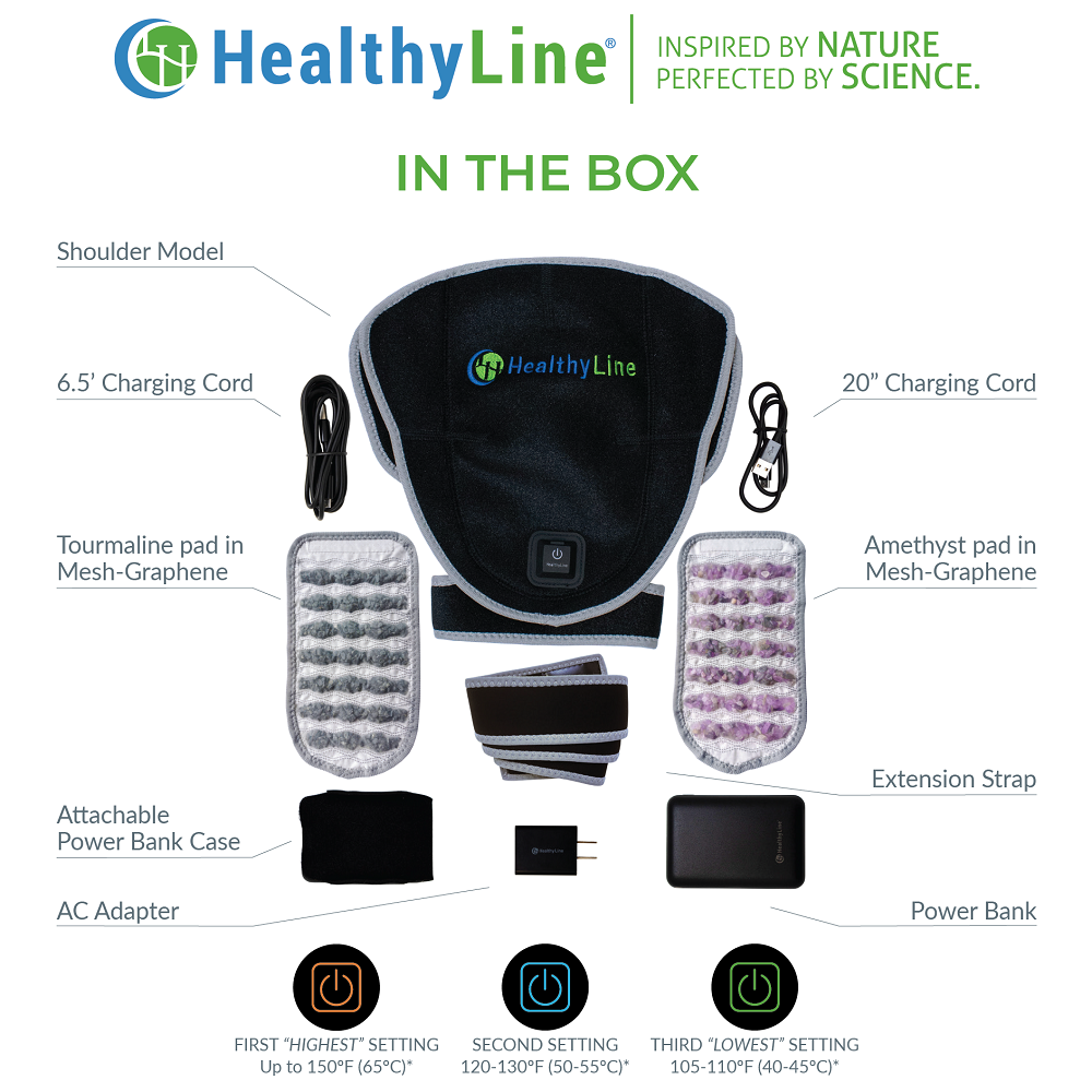 HealthyLine Portable Heated Gemstone Pad | Shoulder Model with Power Bank InfraMat Pro