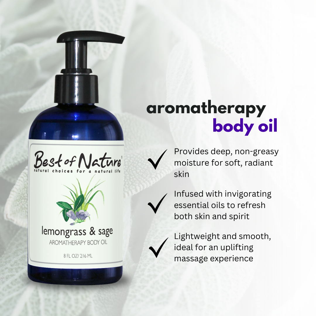 Lemongrass & Sage Aromatherapy Massage & Body Oil