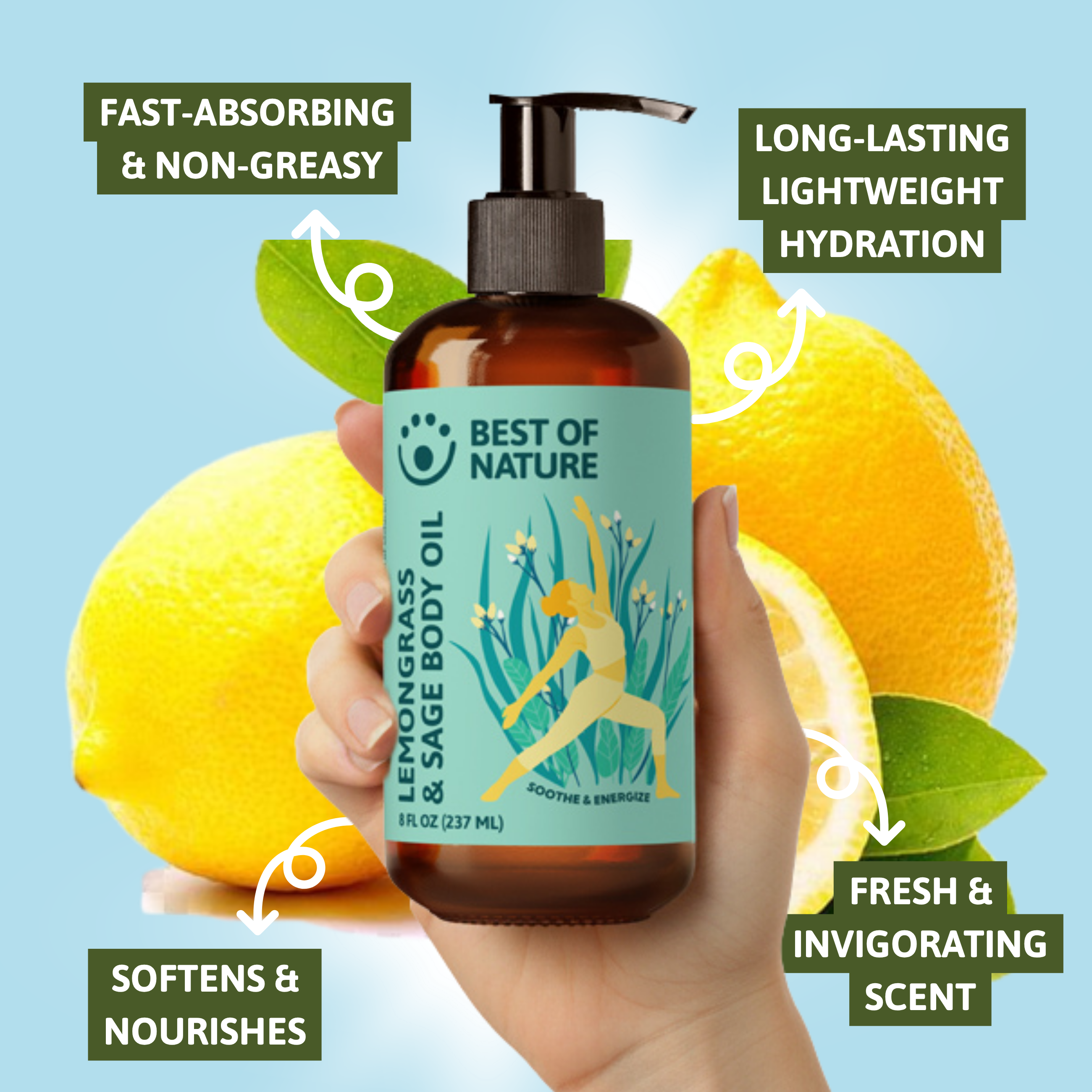 Best of Nature Lemongrass and Sage Aromatherapy Massage & Body Oil