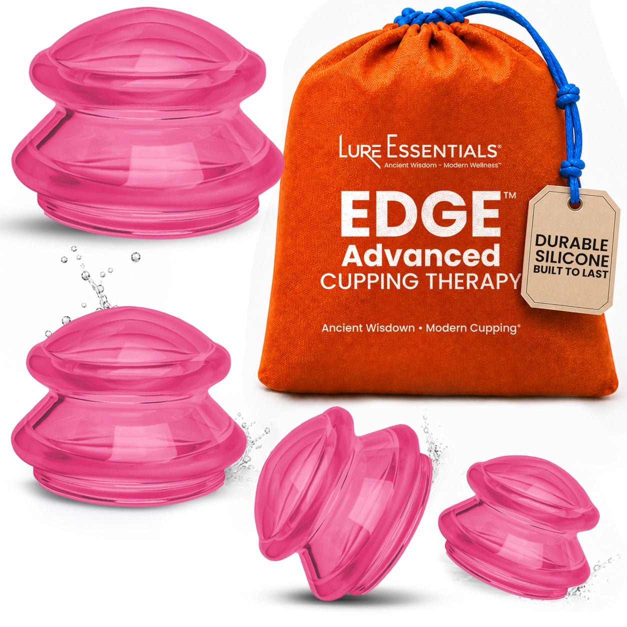 EDGE Silicone Cupping Therapy Massage Set Blue, 4 Cups