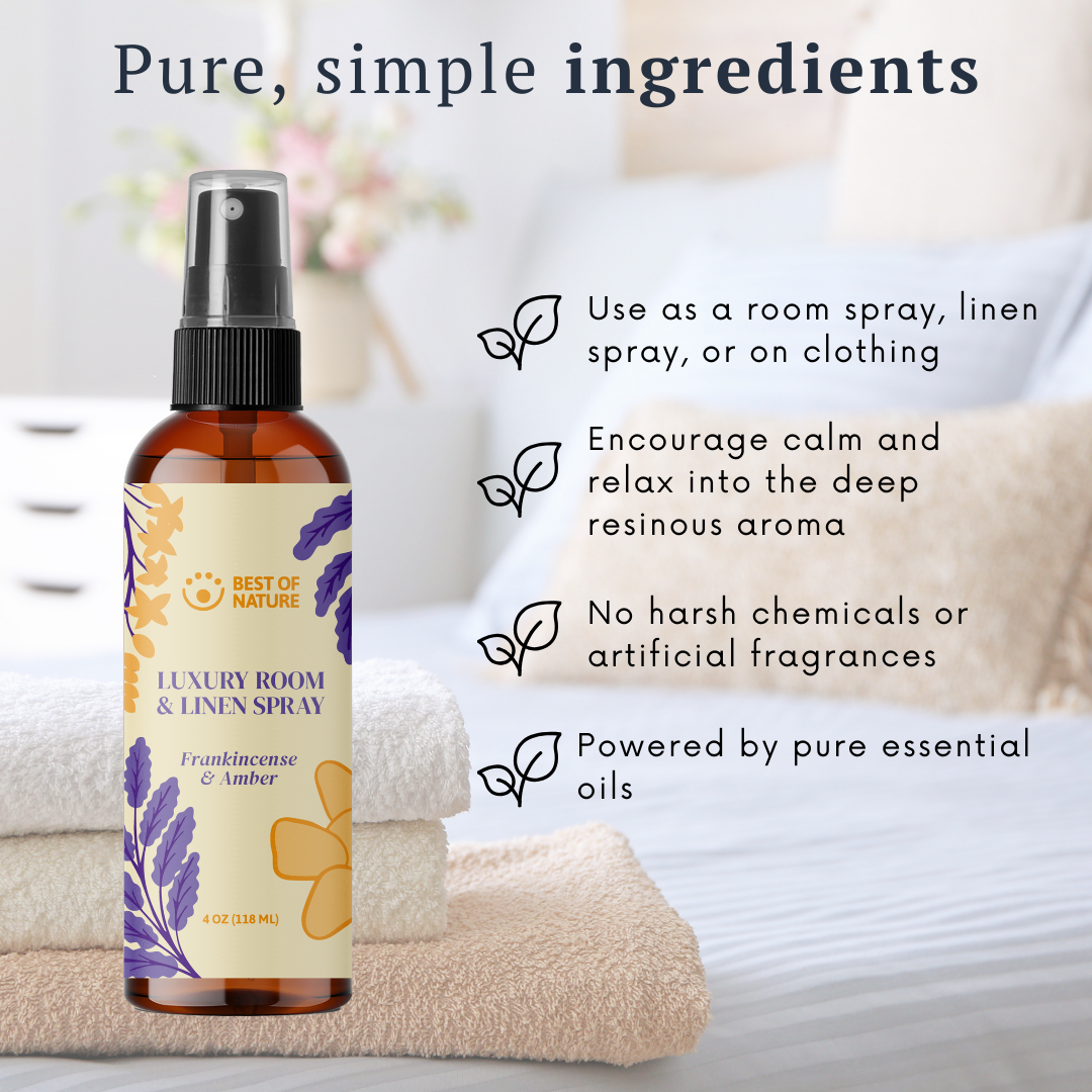Frankincense & Amber Luxury Room & Linen Spray made with Pure Essential Oils