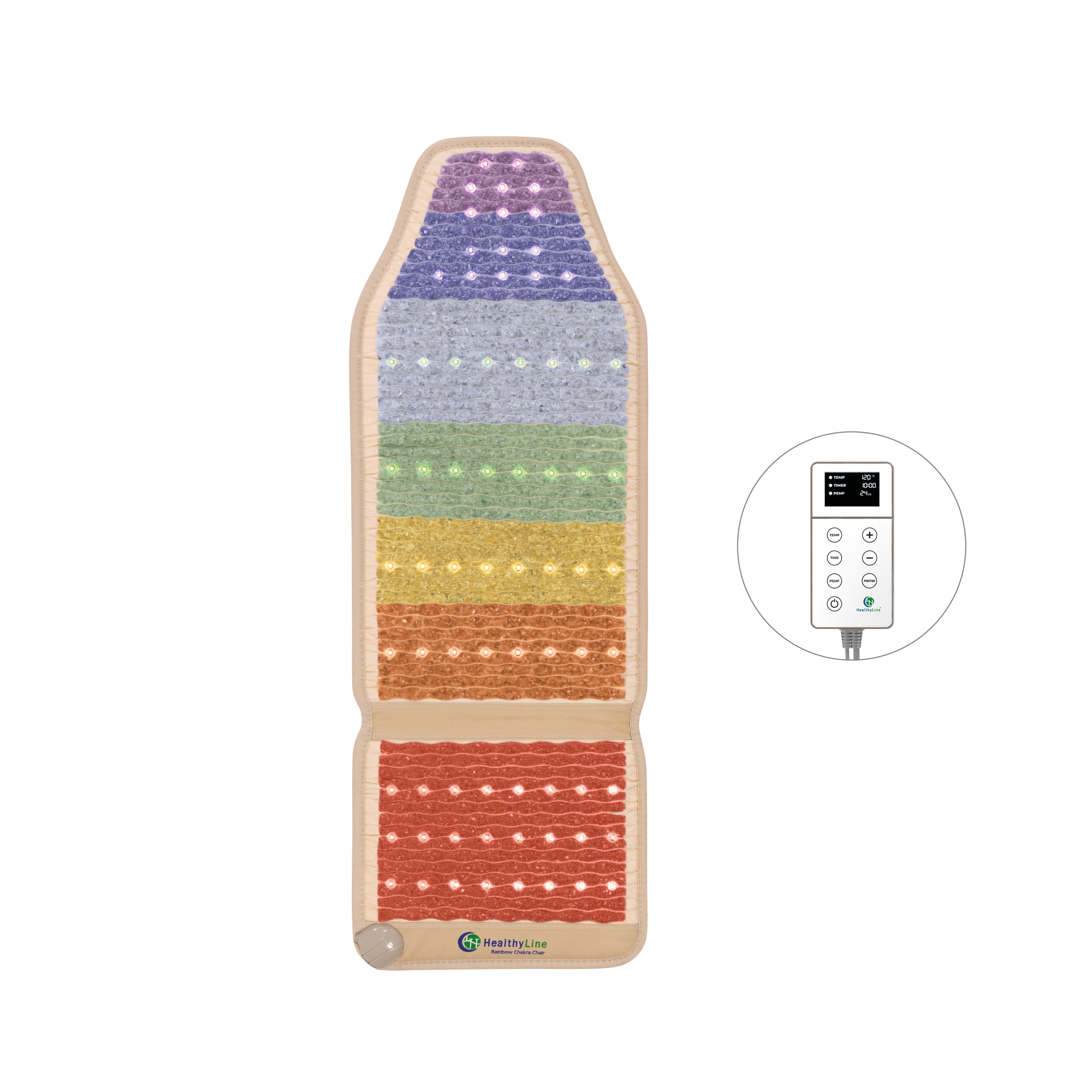 HealthyLine Rainbow Chakra Mat Chair 5318 Firm | Photon PEMF InfraMat Pro