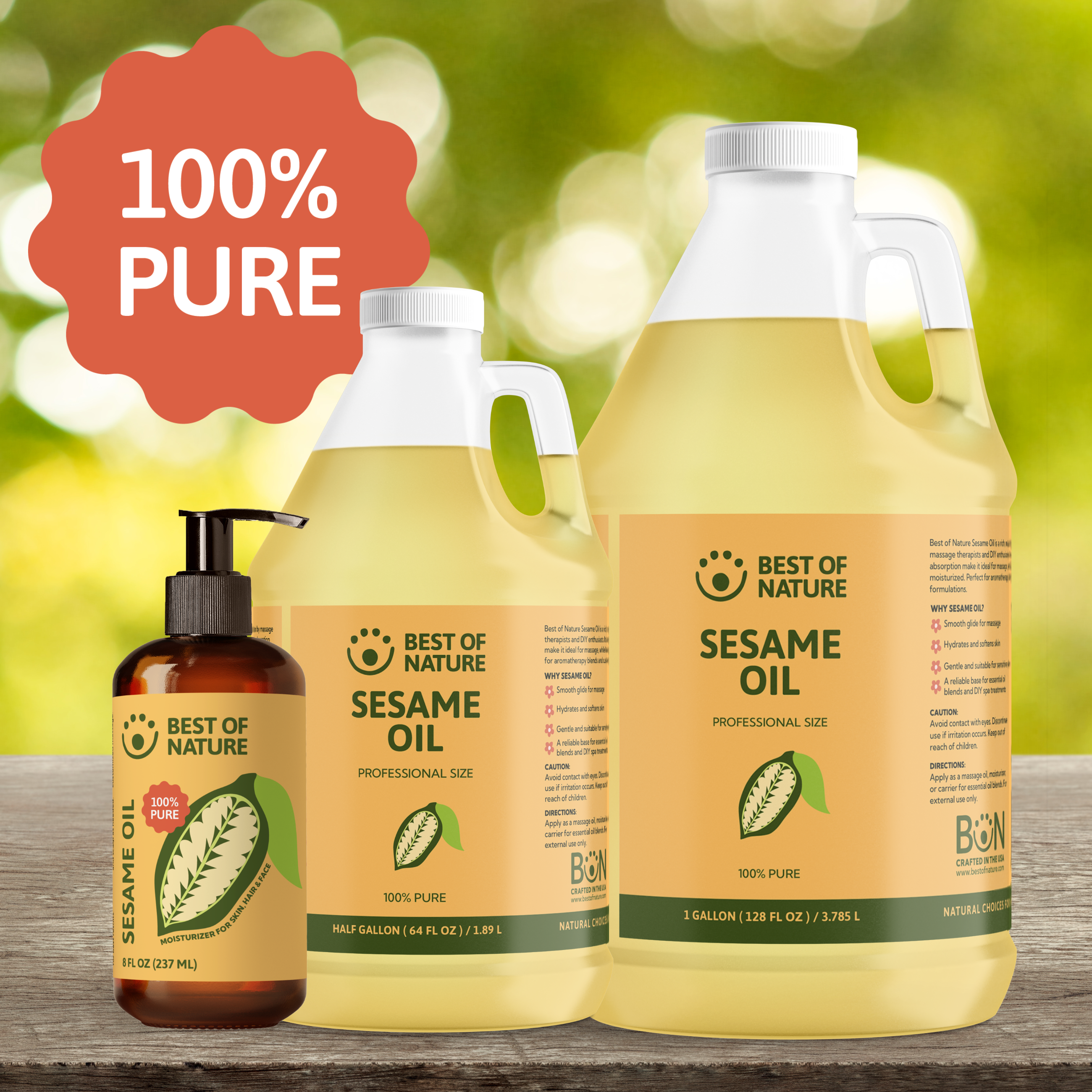 Best of Nature Sesame Massage & Body Oil - 100% Pure