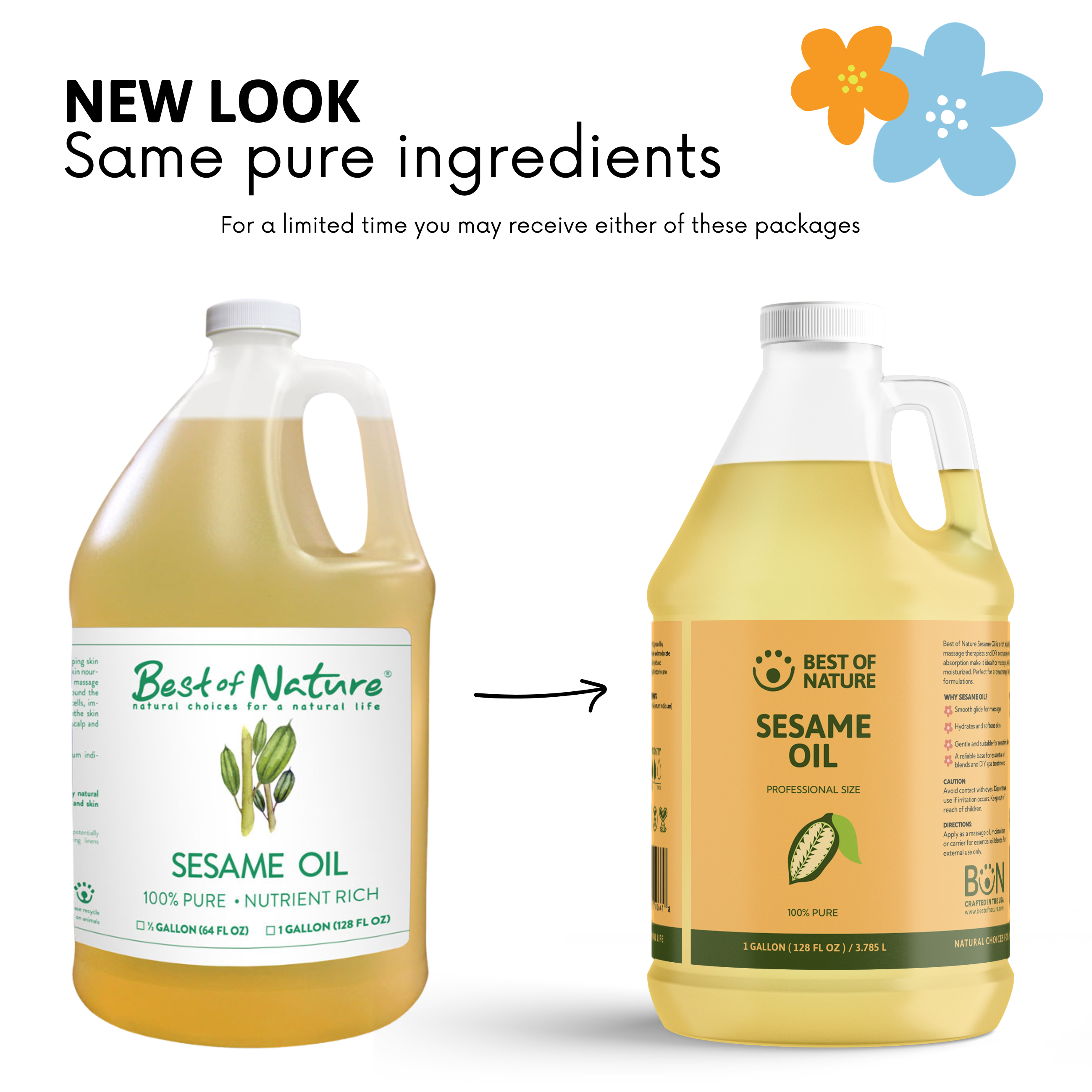 Best of Nature Sesame Massage & Body Oil - 100% Pure