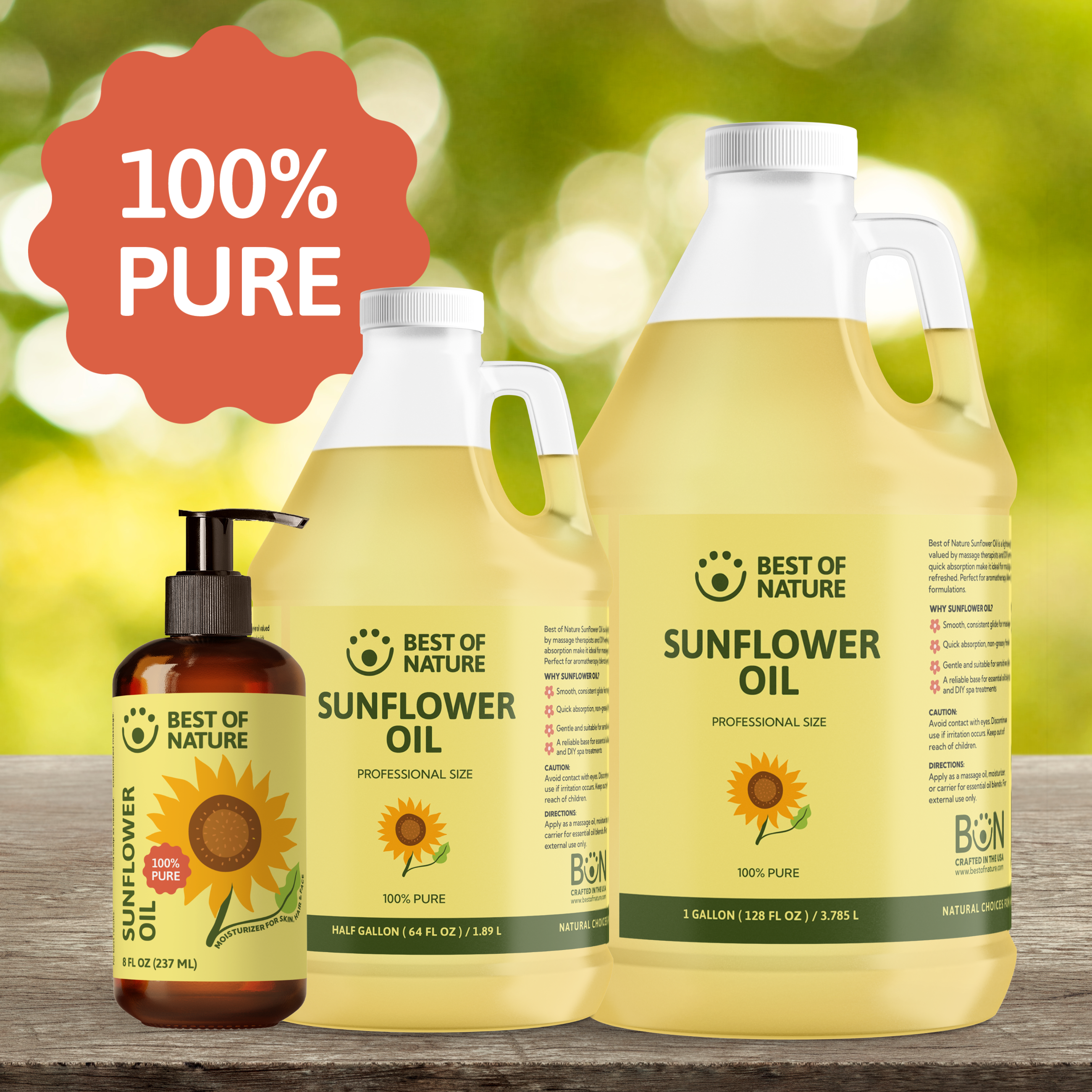 Best of Nature Sunflower Massage & Body Oil - 100% Pure