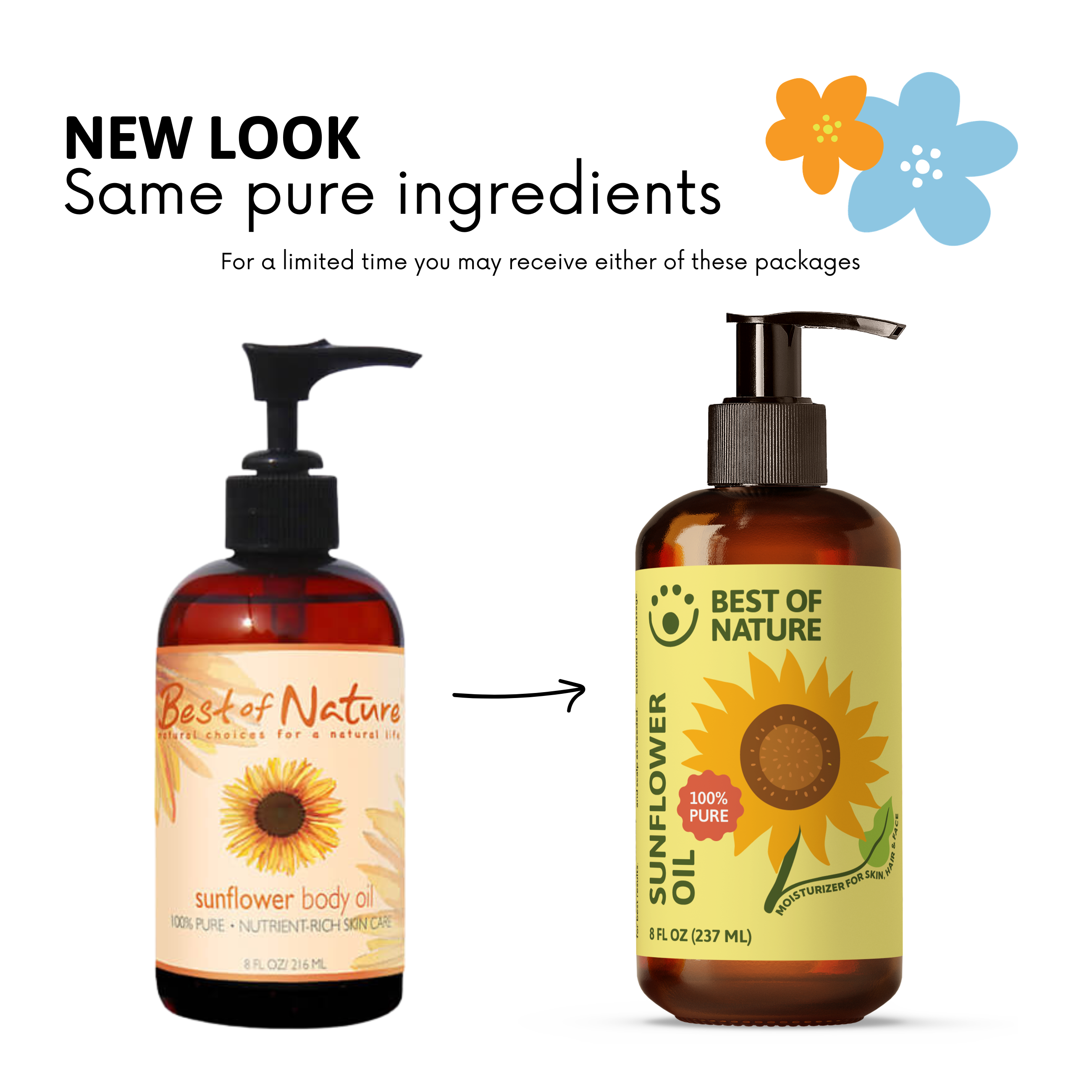 Best of Nature Sunflower Massage & Body Oil - 100% Pure