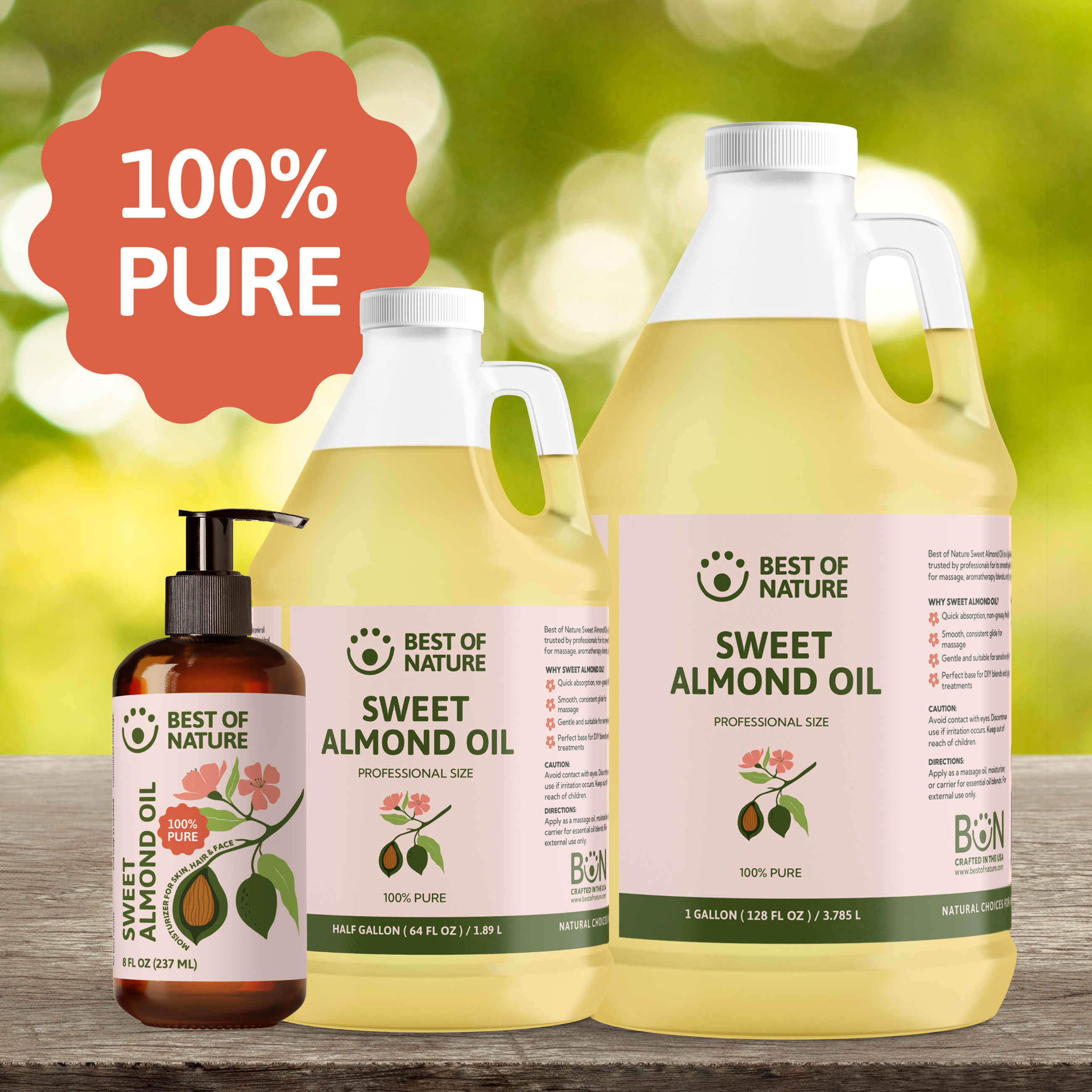 Best of Nature Sweet Almond Massage & Body Oil - 100% Pure