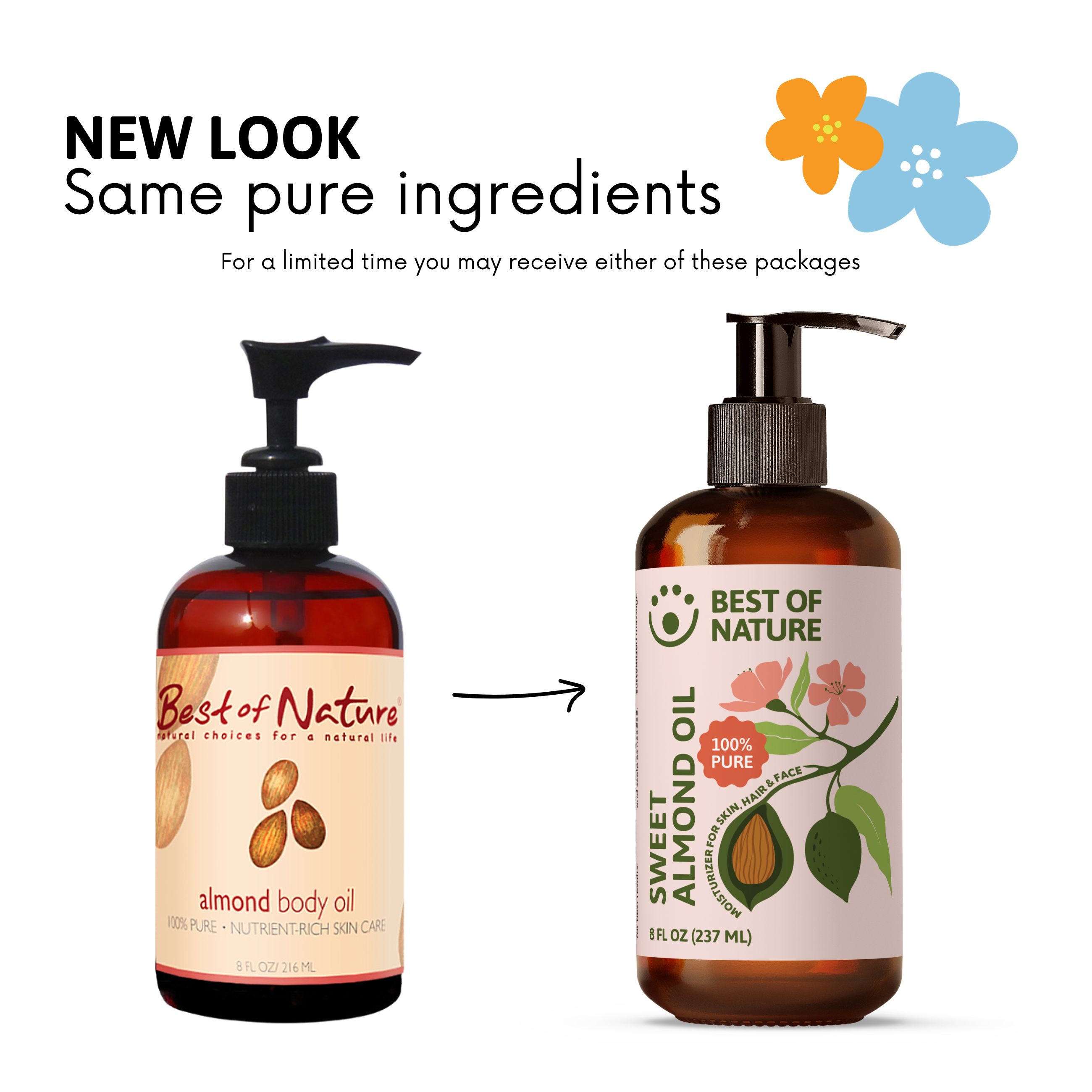 Best of Nature Sweet Almond Massage & Body Oil - 100% Pure