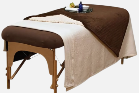 Massage table linens. Flannel sheets, fleece pads, electric warmers, blankets, disposable covers.